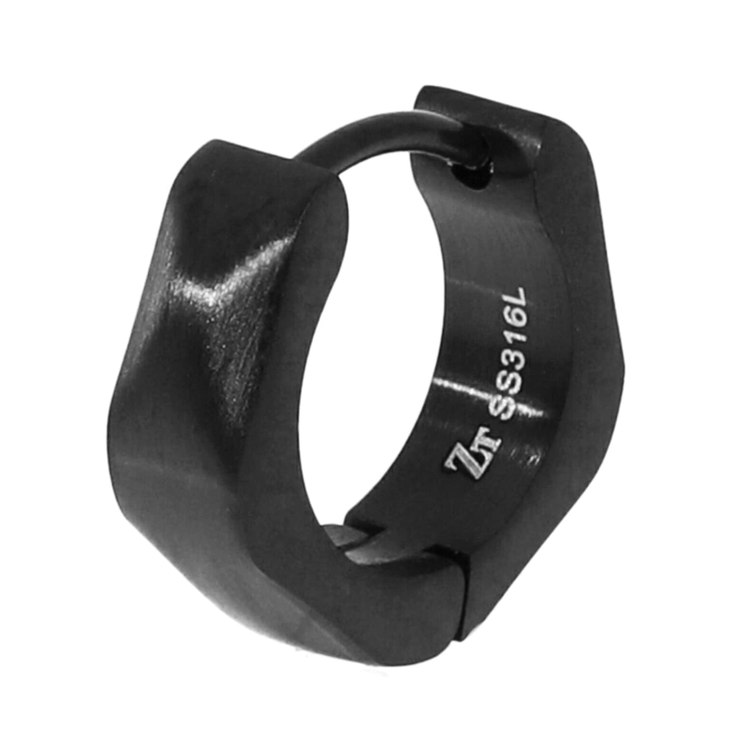 

Zanipolo Terzini Matte Black Stainless Steel Hoop Earring, Single Earring, Men s, Black, Hypoallergenic