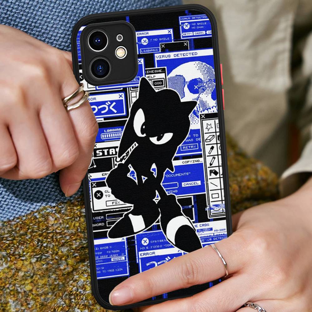 Game Sonic Movie Anime For IPhone 16 15 14 13 12 11 Pro Max X XS MAX Plus Translucent Black Phone Cover