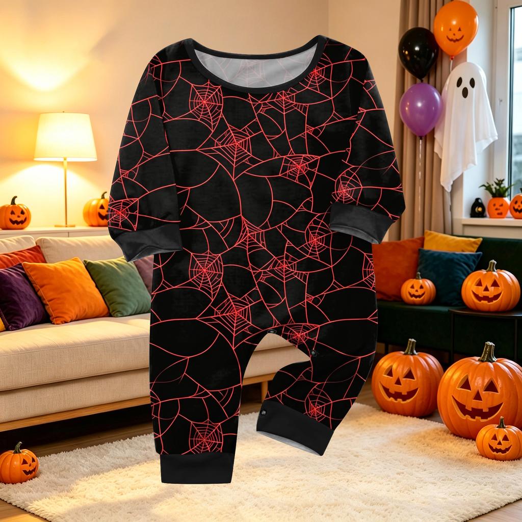 Family Matching Halloween Pajama Set Long Sleeve Print Top and Pants for Holiday Matching Outfits