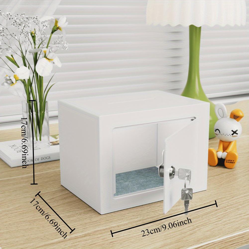 Boîte Coffre-Fort à Pièces en Acier Compacte Double Serrure à Clé Pas Besoin de Batterie Boîte de Sécurité pour Dépôts Domicile Bureau Cadeau Parfait pour les Vacances Anniversaire Moderne Durable