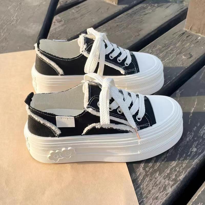 Cloud white shoes summer girls with skirts versatile niche design breathable canvas casual shoes