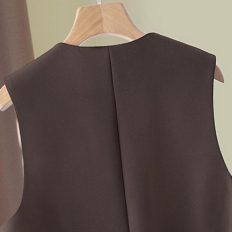 Sibaishai Women's V-Neck Single-Button Slim-Fit Mid-Length Vest