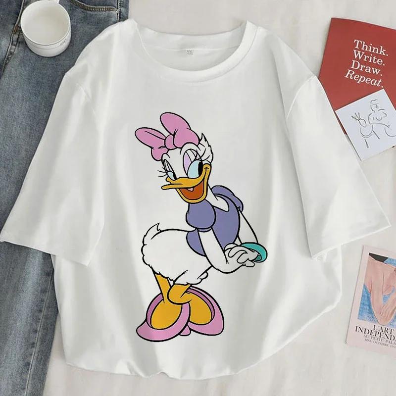 Donald Duck Daisy Fun Trendy Casual Cartoon Printed Loose Unisexs Tshirt Harajuku Aesthetic Tshirt Unisexs Fashion Y2K Style S