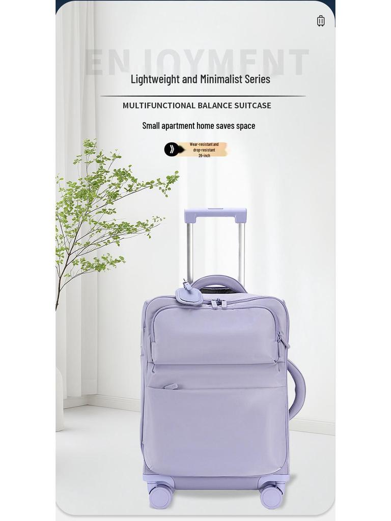 2025 Women's Ultra-Light Carry-On Luggage: 20-inch Fabric Suitcase with Lock, 24-inch Option Available.