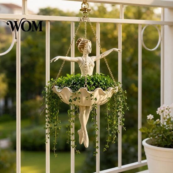 Elegante Vaso de Flores Suspenso Dançarina de Ballet, Lindo Vaso de Plantas Bailarina de Resina, Suporte de Vaso Artístico para Plantas Pendentes Suculentas Plantas-Aranha