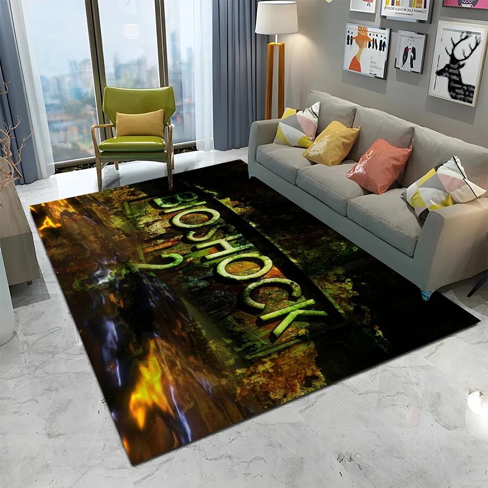 3D Retro BioShock Game Gamer HD Carpet Rug for Home Living Room Bedroom Sofa Doormat Decor,kids Play Area Rug Non-slip Floor Mat