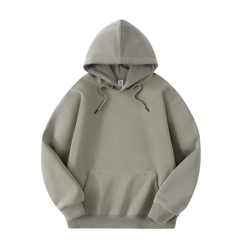 Autumn and Winter New Pure Cotton Solid Color Loose Casual Sports Jacket with Thick Fleece Hooded Sweatshirt