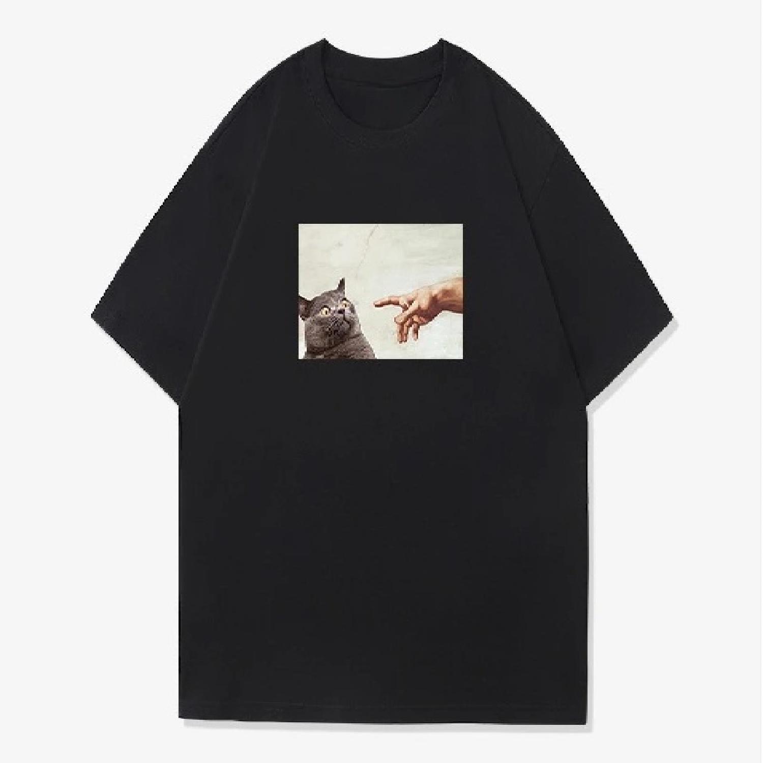 2025 New Style of Fun Pattern Printed Fashionable Casual Short-sleeved Men s and Women s Loose Street Tops S