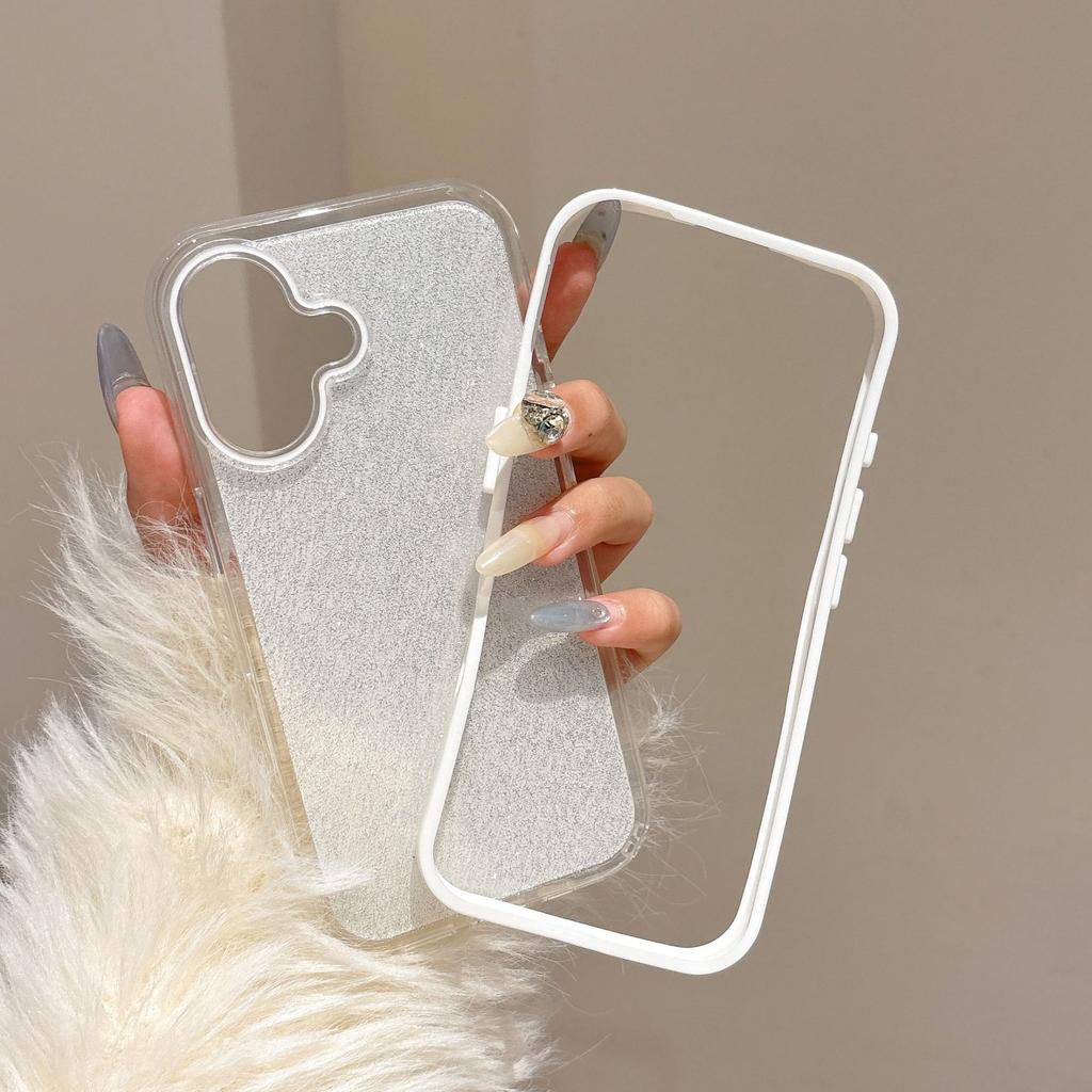 Jelly Two-in-One IMD Glitter Case for iPhone 16 Pro Max Apple 17 Phone Case 15/14 Korean Style Ins