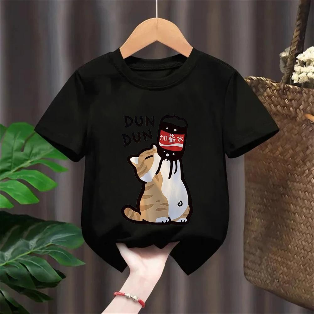 T Shirt Cat Chinoiserie Style Funny Summer Retro Trend Cartoon Kitten Tops Tee Tshirt Kids Design Lovers Casual Short Sleeved