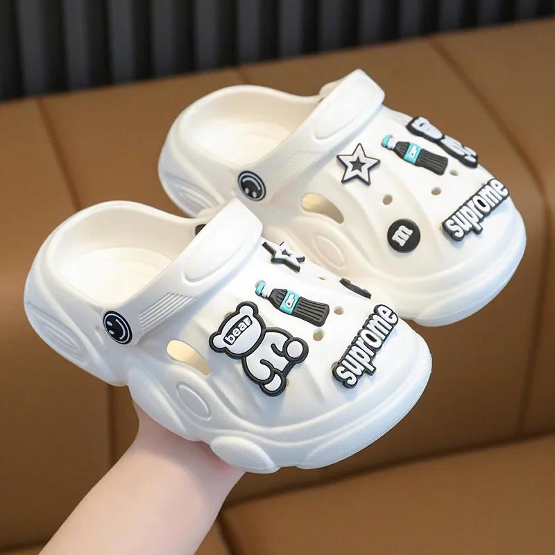 

Summer Cartoon Cute Kids Shoe Hollow Platform Casual Girl Shoe Soft Sole Two Wear Slippers Anti Slip Boy Beach Shoe Kid Sandals 24-25 insole16.5cm бежевый