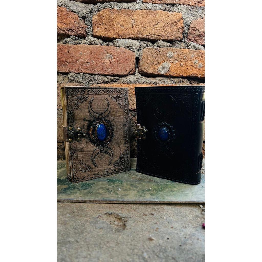 (pack of 2) Triple Moon Stone Leather Journal:  Writing Spell Notebook
