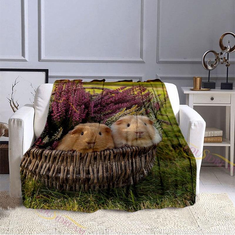 Guinea Pig Cute Animal Print Blanket Flannel Blankets Cartoon Print Sheet Sofa Throw Bedspread Kids Siesta Leisure Coverings