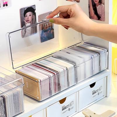 Clear Card Storage Box Idol Photocard Display Case Data Cable Storage Box Card Classification Case Desktop Sundries Organizer
