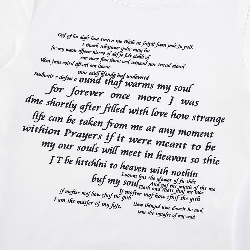 Kryddig tjej basic stickad slim fit rund hals bokstavstryckt slits långärmad T-shirt för kvinnor