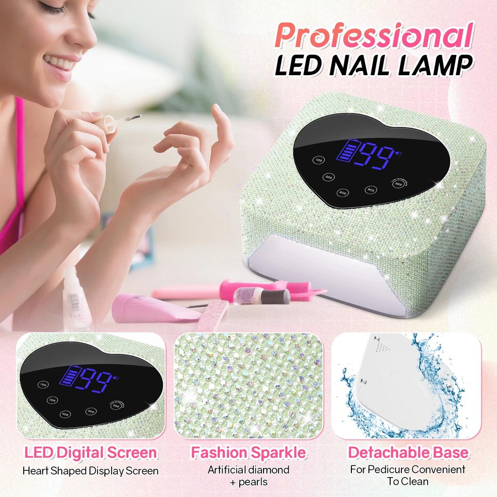 DianaBeauty UV Nail Lamp Rechargeable Cordless Manicure Lamp with 5 Timers 30 LEDs UV Cabin for Nail Nail Art Tools Nail Dryer