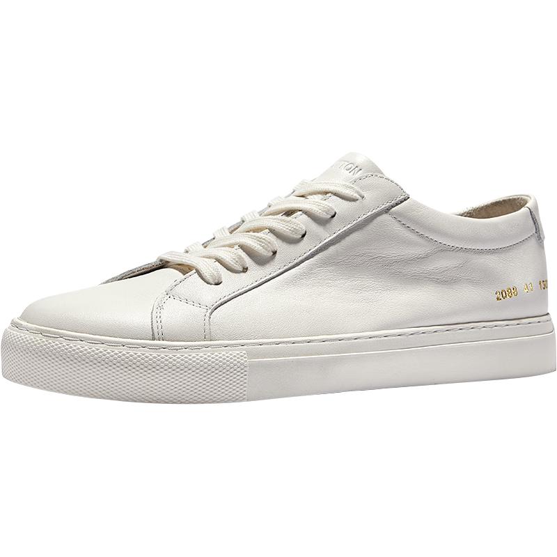 HAUT TON Men's Leather Casual White Skate Shoes XB340
