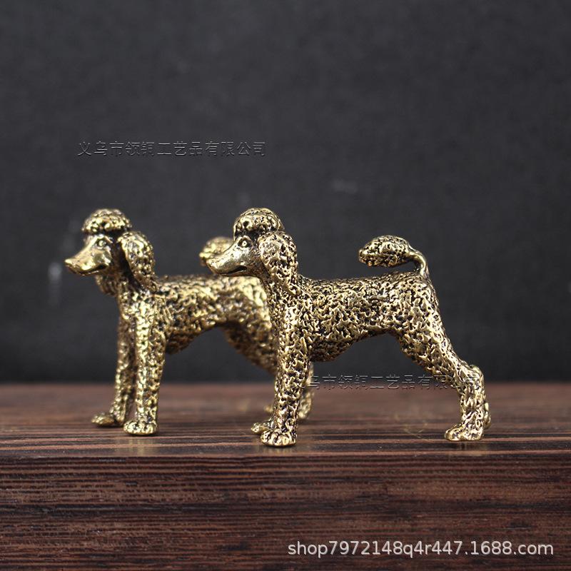 1pcs Solid Brass Poodle Dog Small Brass Crafts Ornament Brass Teddy Dog Crafts Desktop Brass Tea Pet Men's Keychain Pendant