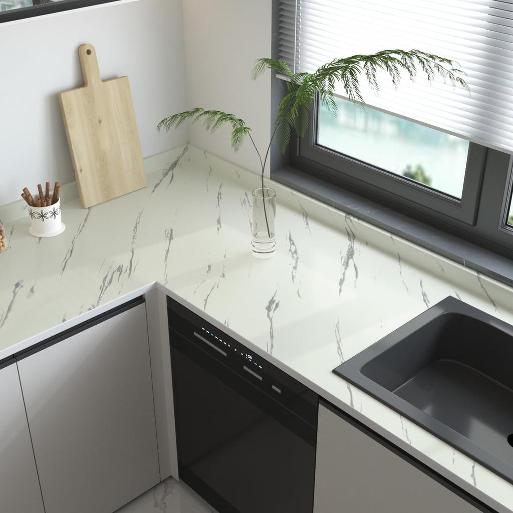 Adrmpest Ivory Marble Remake Wallpaper 30cm x Cutting Trim Furniture Easy DIY for Beginners Stickers, 500cm, Thick, Waterproof, Oil-Proof,