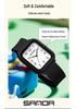SANDA 50M Waterproof Square Quartz Watch with Quick Release Strap for Students and Civil Servants.