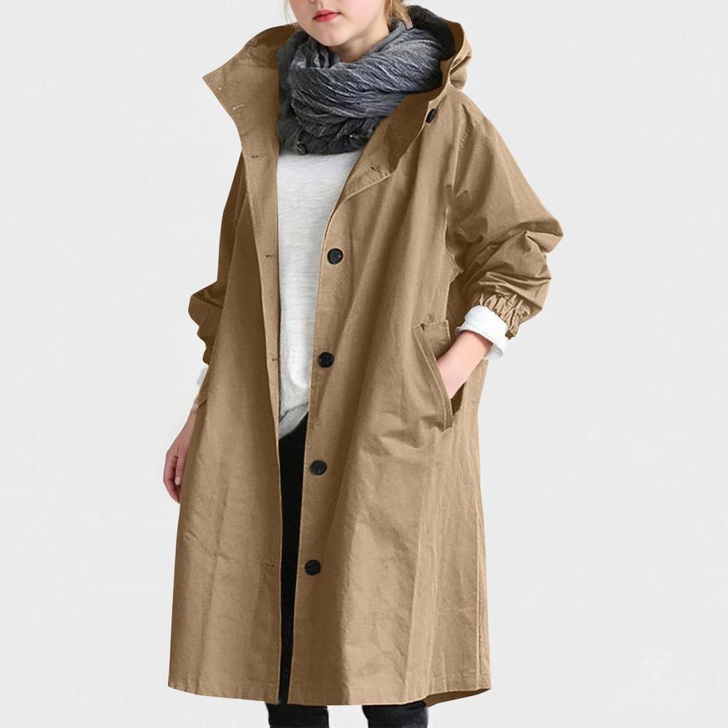 Children's Fashionable Oversized Trench Coat Casual Long-Sleeve Solid-Color Girls' Jacket