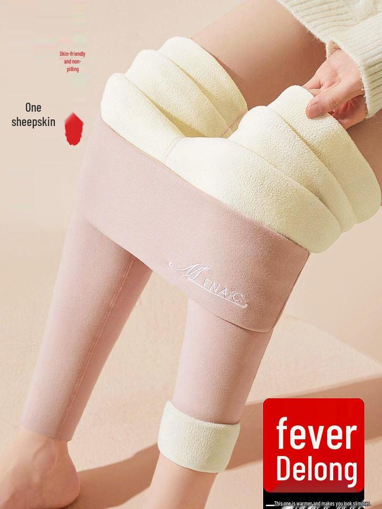 Women's High Waist Velvet Fleece-Lined Heat-Generating Plus Size Pants - Warm, Elastic, and Abdomen Shaping for Autumn and Winter