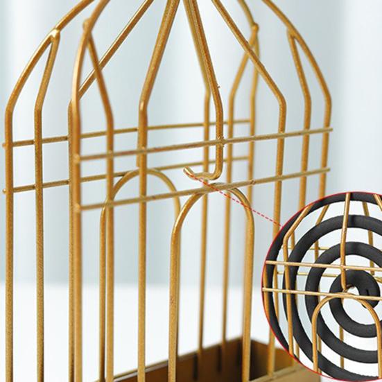 Bird Cage Incense Coil Holder with Spiral Incense Hanger Stand Catcher Tray Repellent Portable Incense