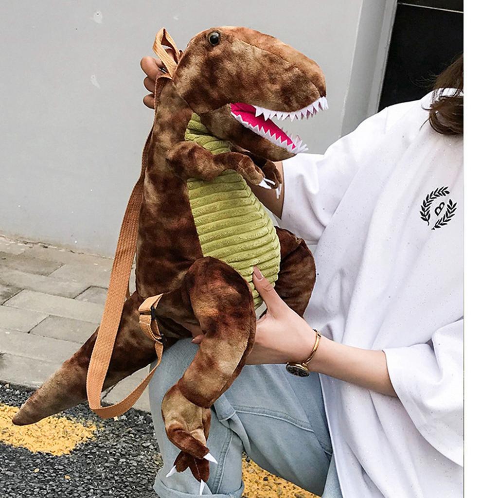 Kids Dinosaur Backpack Cartoon 3D Dinosaur Shape Soft Plush Kids Cute Animal Backpack for Travel School Camping