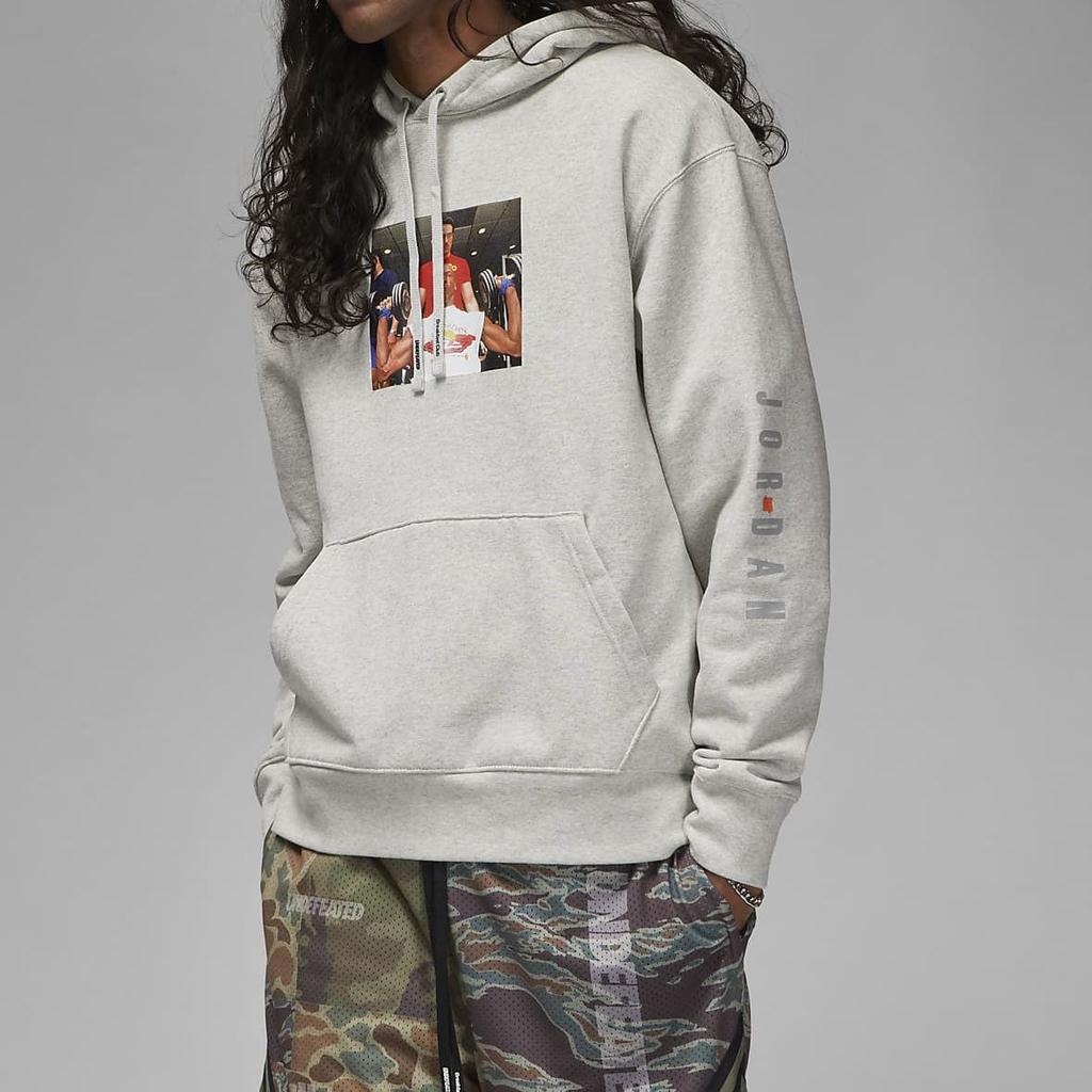 Jordan X Undefeated Weights Hoodie Heather Grey Men Streetwear DX6317-050