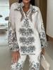 2026 European & American Versatile Linen Print Casual Long Pants Set