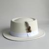 Vintage Pork Pie Hat For Men Wide Brim Felt Black Fedora Church Jazz Ribbon Trilby Panama Gangsters Caps Gentleman'S Style