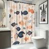 Fish Shower Curtain Cartoon Fish In Beige, Blue & Orange, Whimsical Ocean Pattern Bath Curtain For Kids And Modern Home Decor