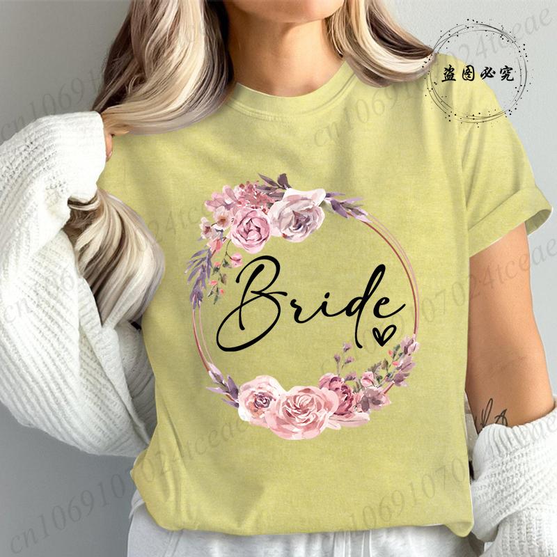 Bachelorette Party Print Bridal TShirt Short Sleeve Tshirt Casual Bridesmaid Tops Womens Clothing Fashion Casual TShirt T02