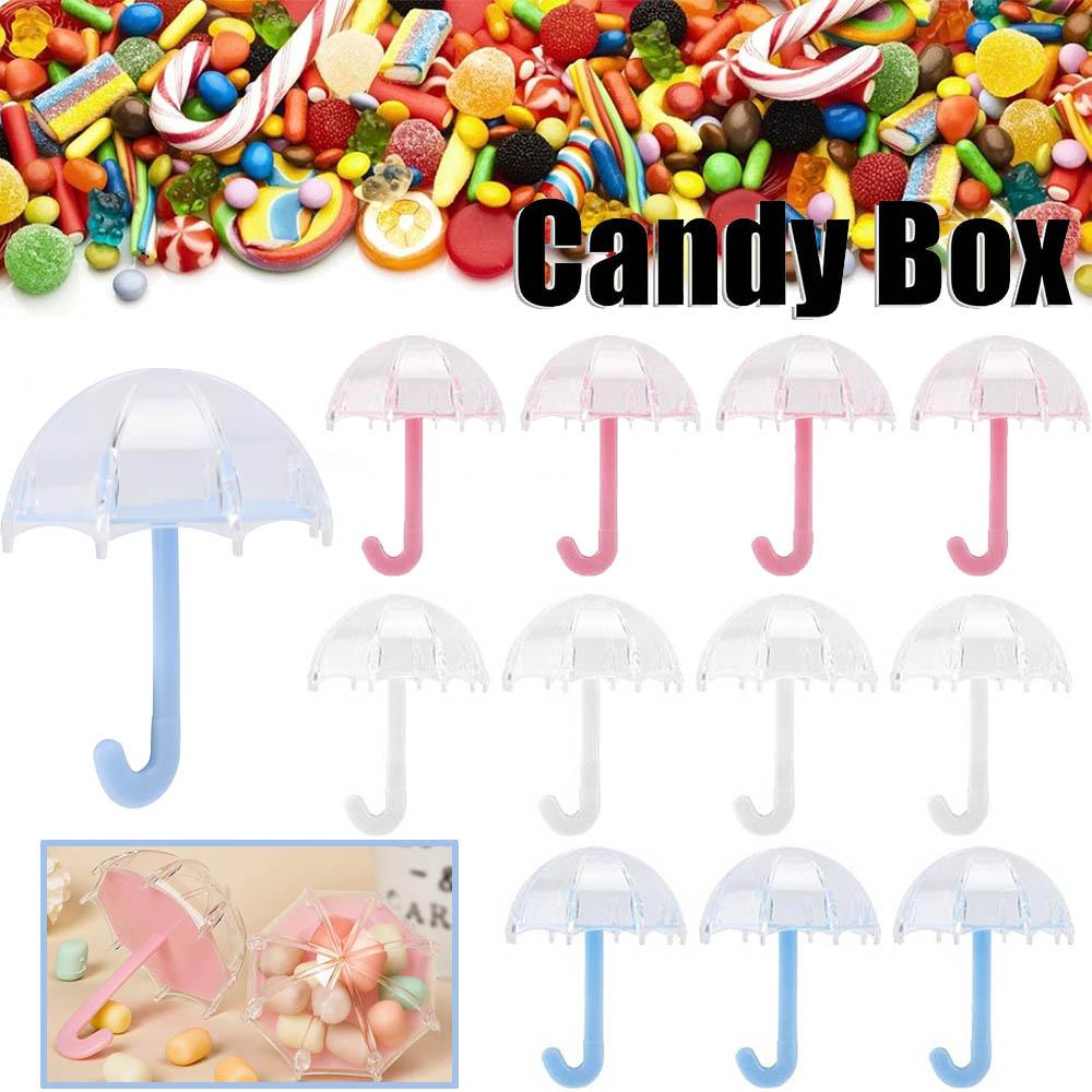 

12Pcs Clear Plastic Mini Umbrella Shape Candy Box, Party Favor Containers Holders for Wedding Decorations Candy Supplies Gift 7.5X10CM синій