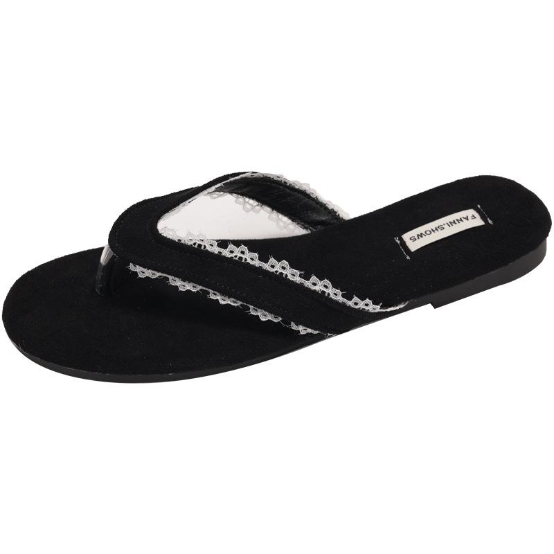 Vintage lace flip-flops slippers women's shoes wear summer seaside beach cool slippers soft-soled sandals