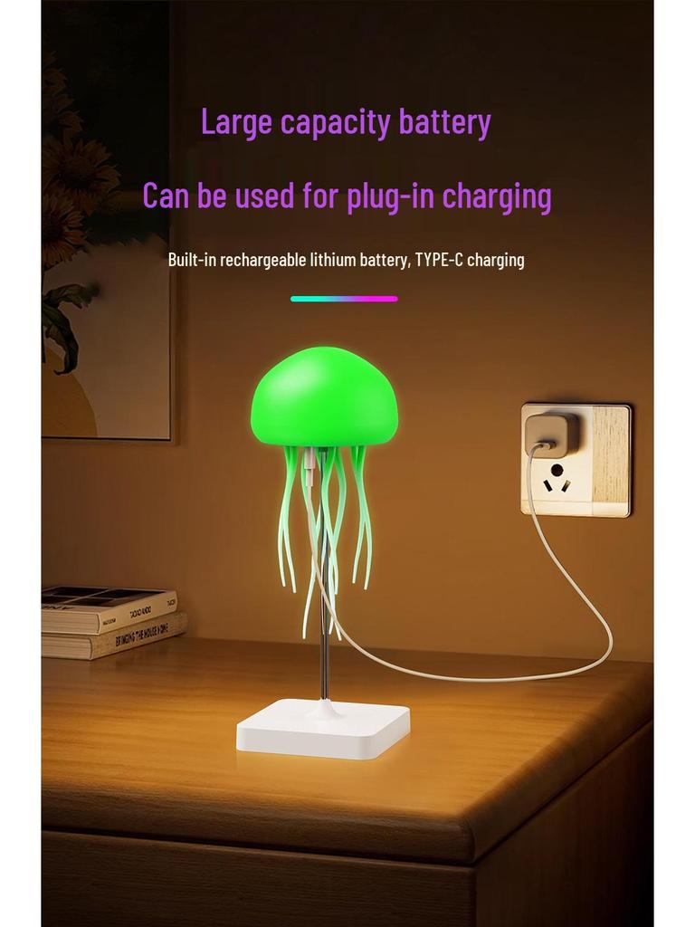 Gradient Smart Voice-Control Jellyfish Lamp with Atmosphere Sensing and Dynamic Floating Tentacles