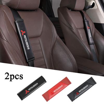 2pcs Car Seat Belt Cover Leather Shoulder Pad Accessories For L200 ASX Mirage Attrage Eclipse Cross Xpander Outlander