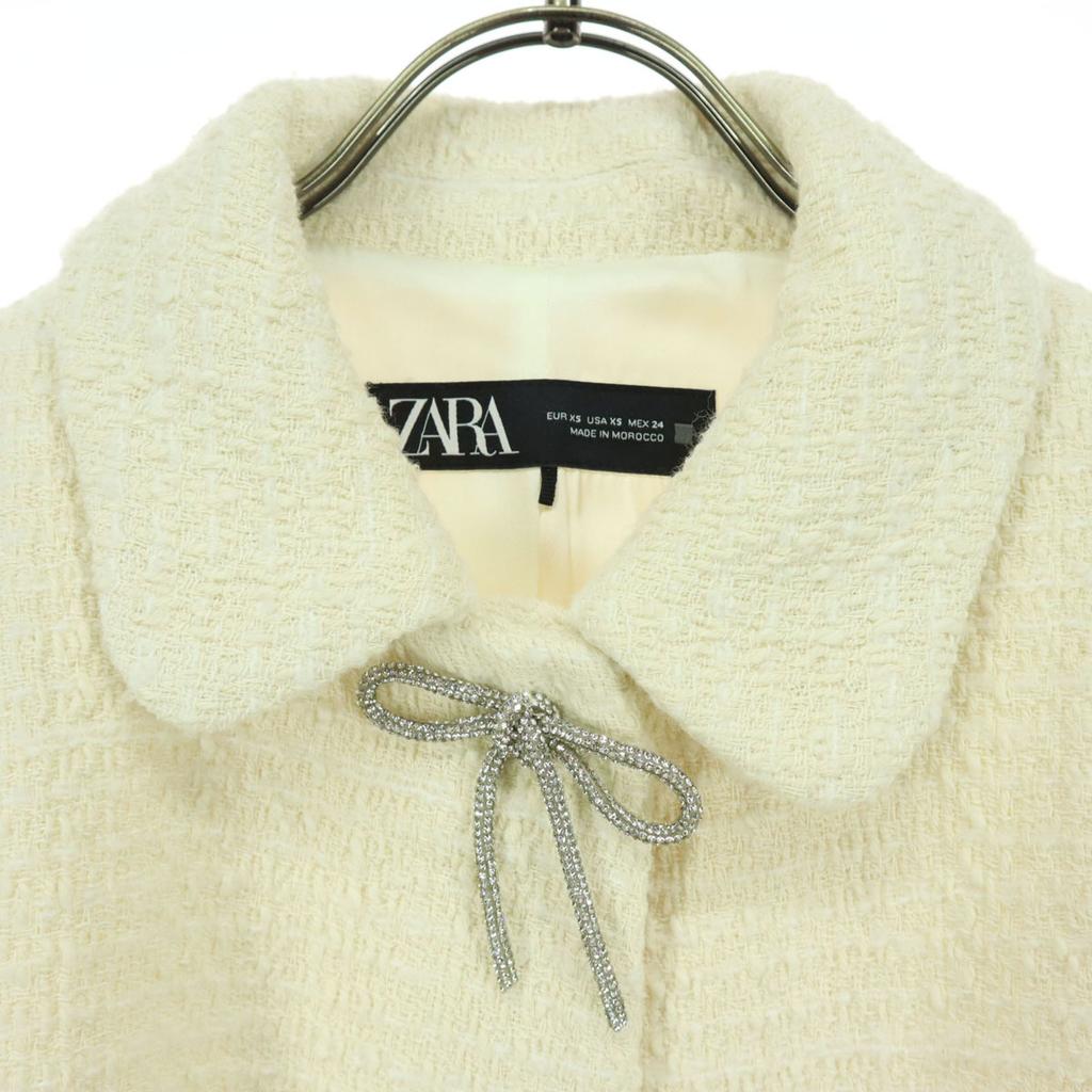 Beauty products ZARA Long sleeve Tweed jacket XS Ivory ribbon Women Used