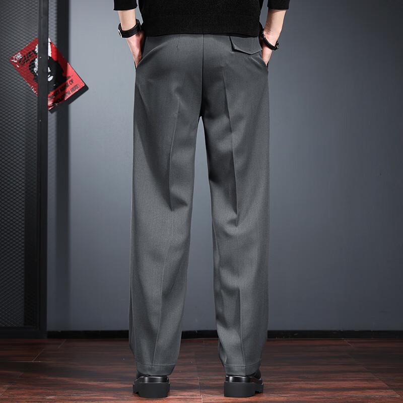 JieLeNuo Men's 2026 Spring Loose Straight Suit Pants