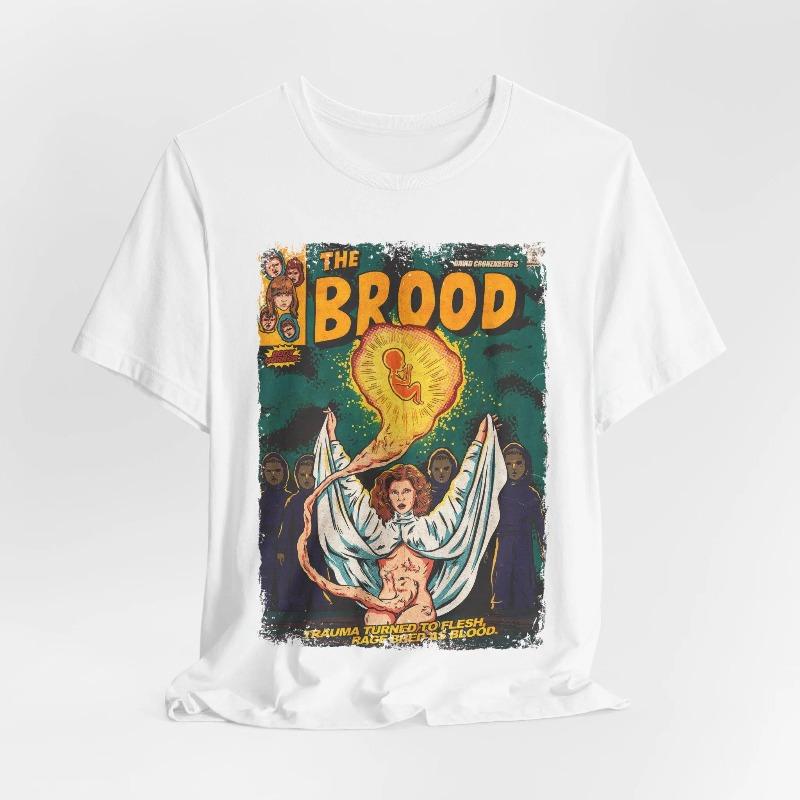 

The Brood Tshirt Vintage Horror Movie Graphic Tee Summer Unisexs and Womens Loose and Breathable Tshirt Top S