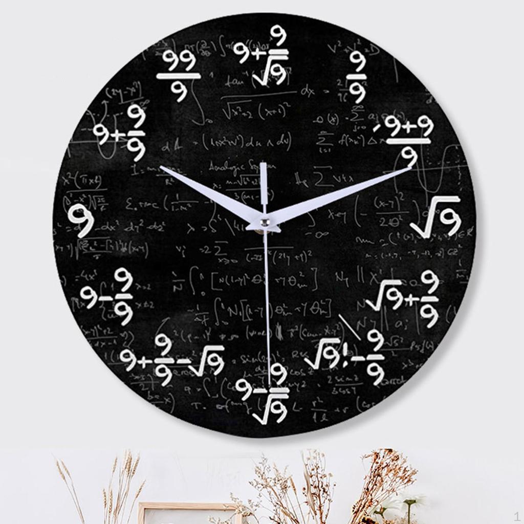 Math Wall Clock Decorative Creative, Practical Home Decor, Round Modern Silent Hanging