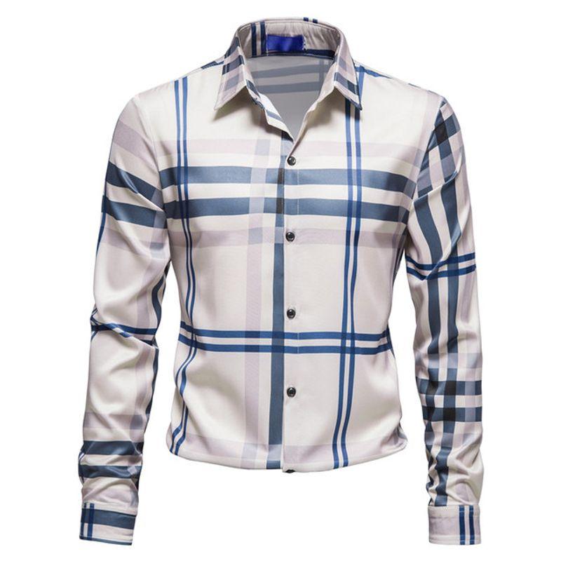 

Деловая рубашка в полоску и клетку с длинным рукавом Рубашка в полоску и клетку с длинным рукавом Khaki M