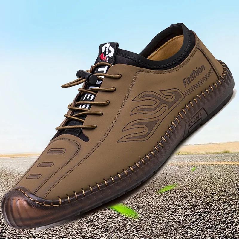 Men's Leather Shoes Moccasin Male Casual Shoe Soft Non Slip and Waterproof Luxury Sale Adults Designer Pu In Promotion Size 45