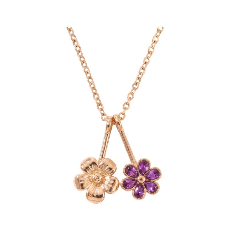 Floral Gift Necklace with Birth Flower Pendant, Gold-Tone Chain and Adjustable Extender for Birthday Gifting Jewelry