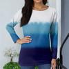 Women's Fashionable Casual Printed Long Sleeved Round Neck Top Round Neck Top Top