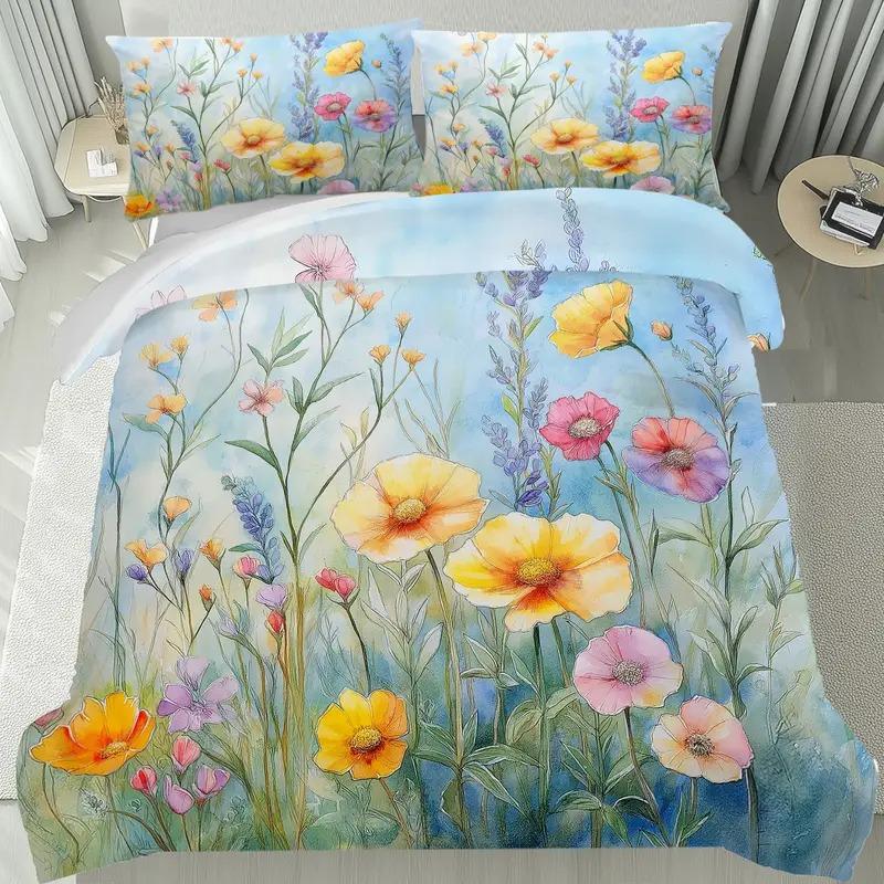 Comforter 3D Floral Pattern Queen Size Four Seasons Bedding Set Home Decor Room Decor 3 Piece Set With 2 S