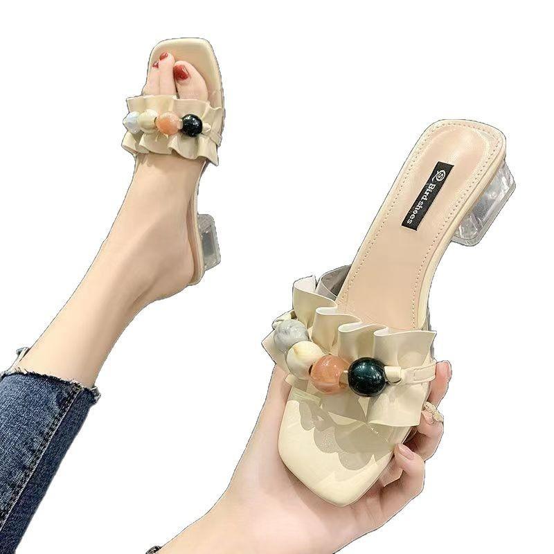 Thick heel comfortable cool slippers versatile sandals women wear new models with skirts