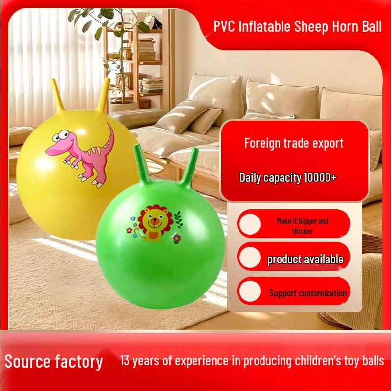 PVC Inflatable Sensory Horn Ball for Toddler Sports and Bouncing Play 45cm Green Horn Ball - Random Pattern + Pump