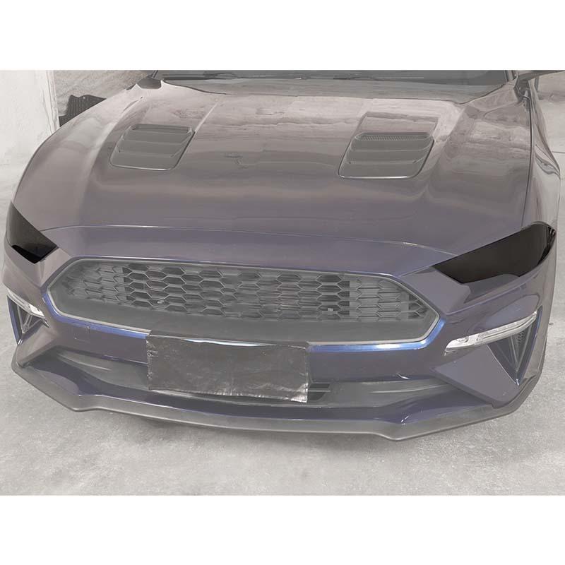 Bil Främre Strålkastare Lampa Dekorationsskydd ABS Dekoration För Ford Mustang 2018 Upp Exteriörtillbehör ,Rökt Svart