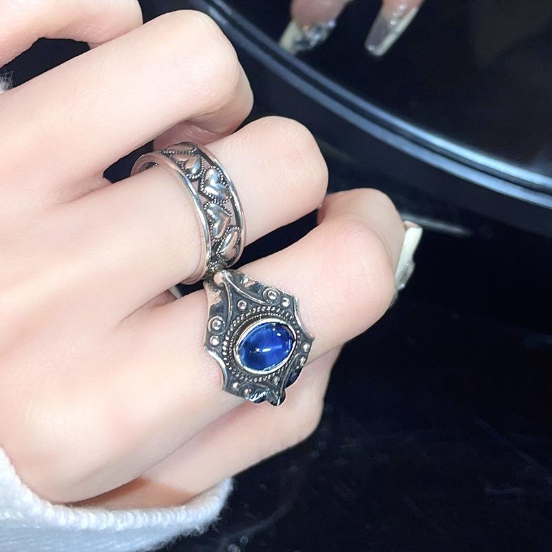 Nepalese Gemstone Open Ring, Personalized Love, Retro Trendy Cool Niche Design, Retro Index Finger Ring, Stacking And Wearing Rings